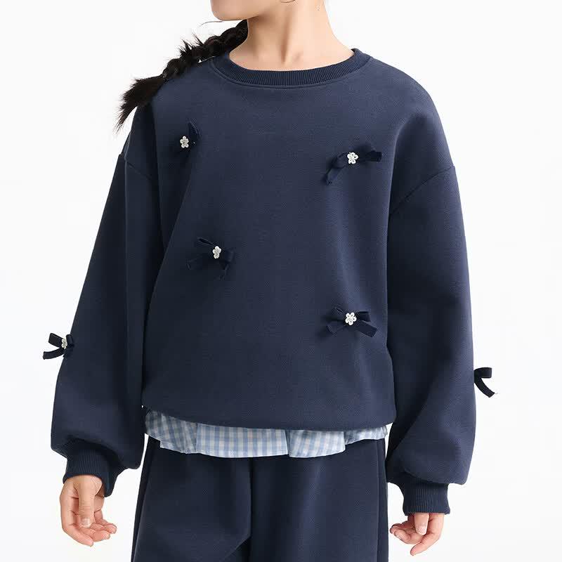Girls' 3D Bow Sweatshirt & Wide-Leg Pants Set