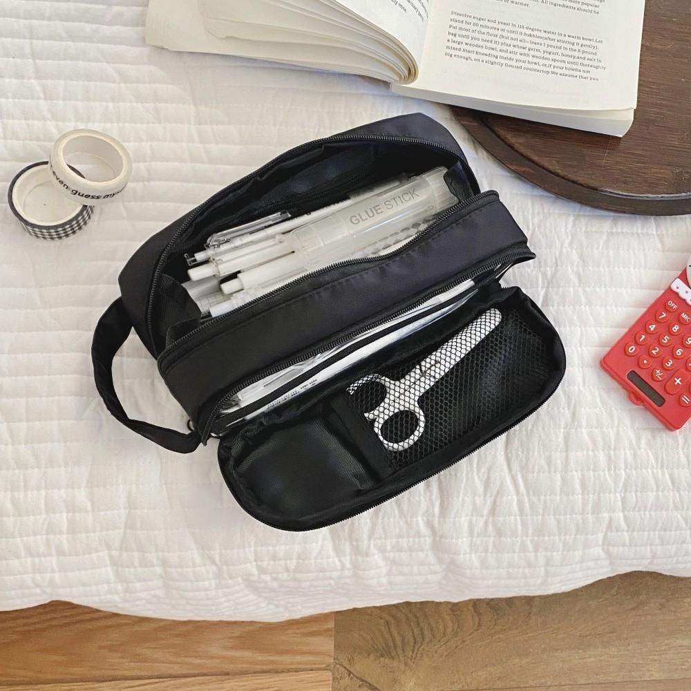 Desktop Storage Korean Stationery Bag Black Solid Color Pencil Pouch  Student