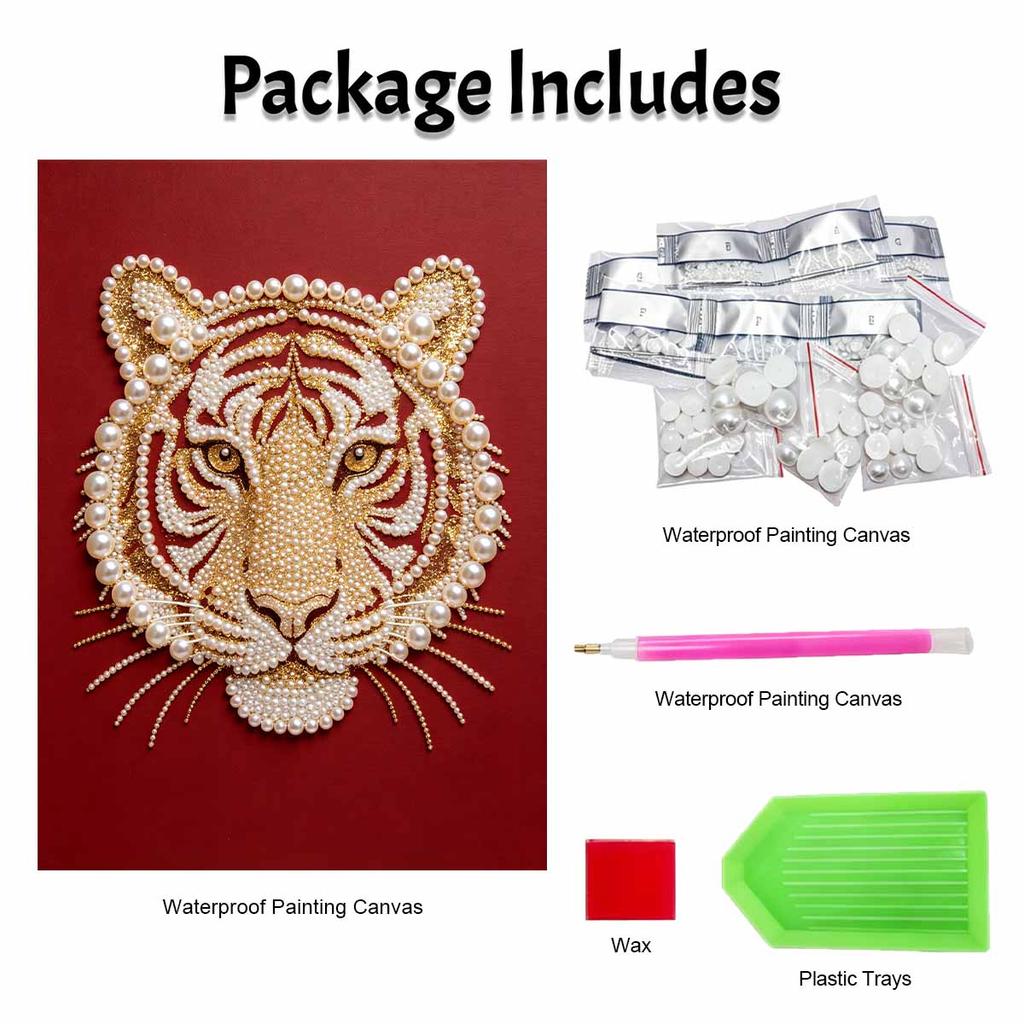 DIY Pearl Diamond Art Painting Kits for Adults and Beginners, Majestic Tiger Sparkling Painting Craft Home Wall Decor Handmade Gift