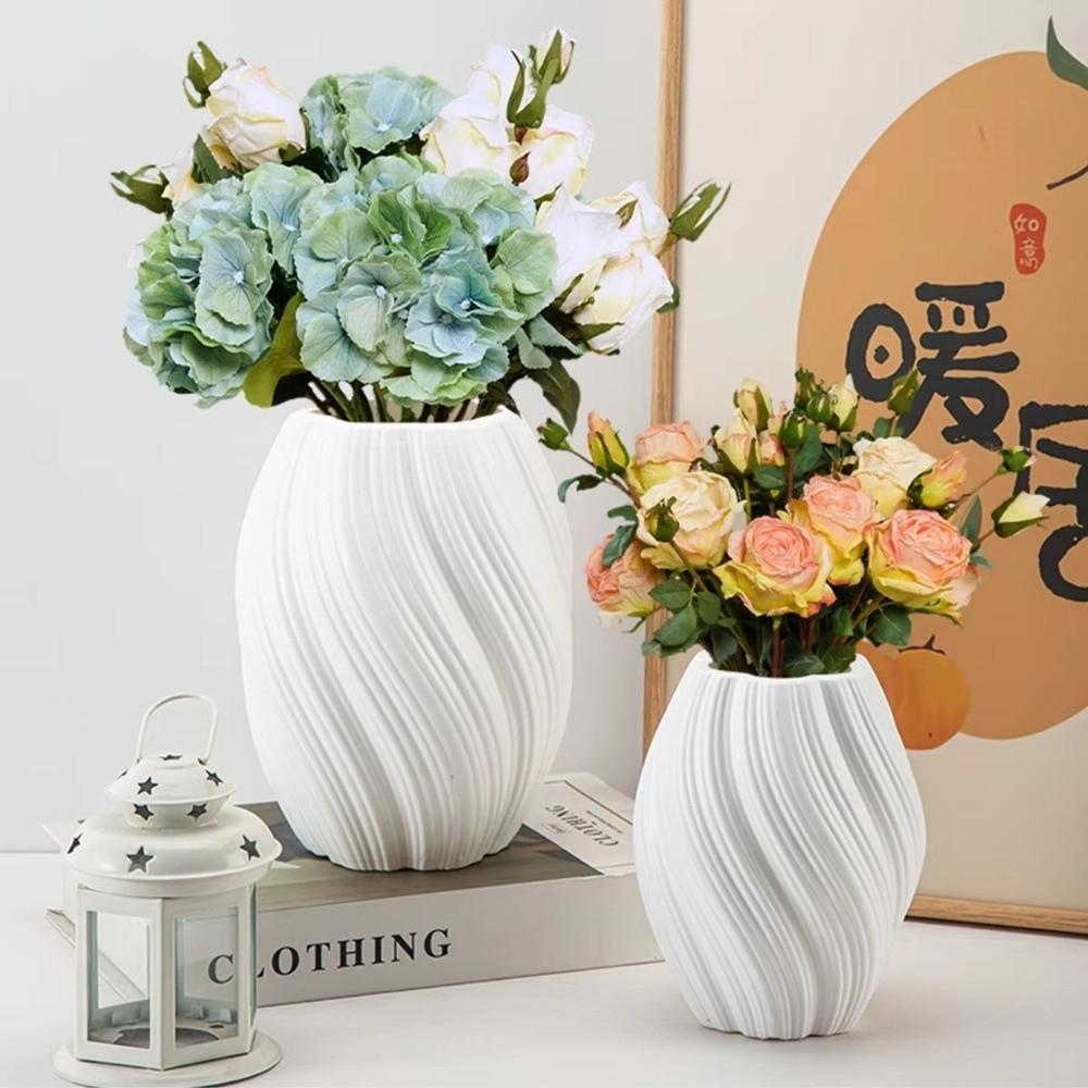 Nordic Wave Shaped Plastic Vase High-end Home Decoration Flower Arrangement Decoration White Water Cultivation Vase