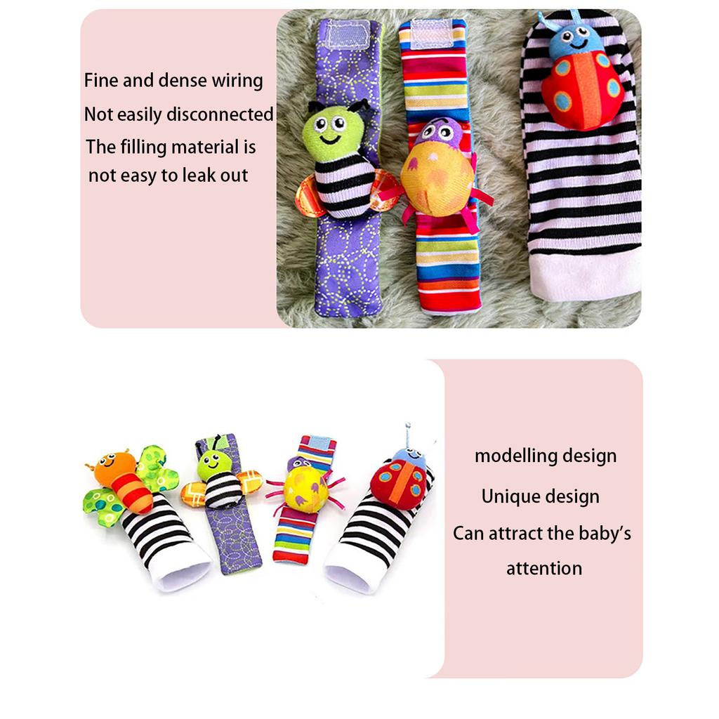4pcs baby watches with wristbands, socks, and socks, baby wristbands, ringing bells, early education and puzzle