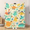 1 Flannel Throw Blanket "Dinosaur's Joyful Daily Activities" - Lightweight Soft Comfortable and Warm Shawl Blanket Nap Blanket Sof