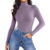 Women's Fashion High Neck Slim T-Shirt Long Sleeve Pullover Solid Colour Top