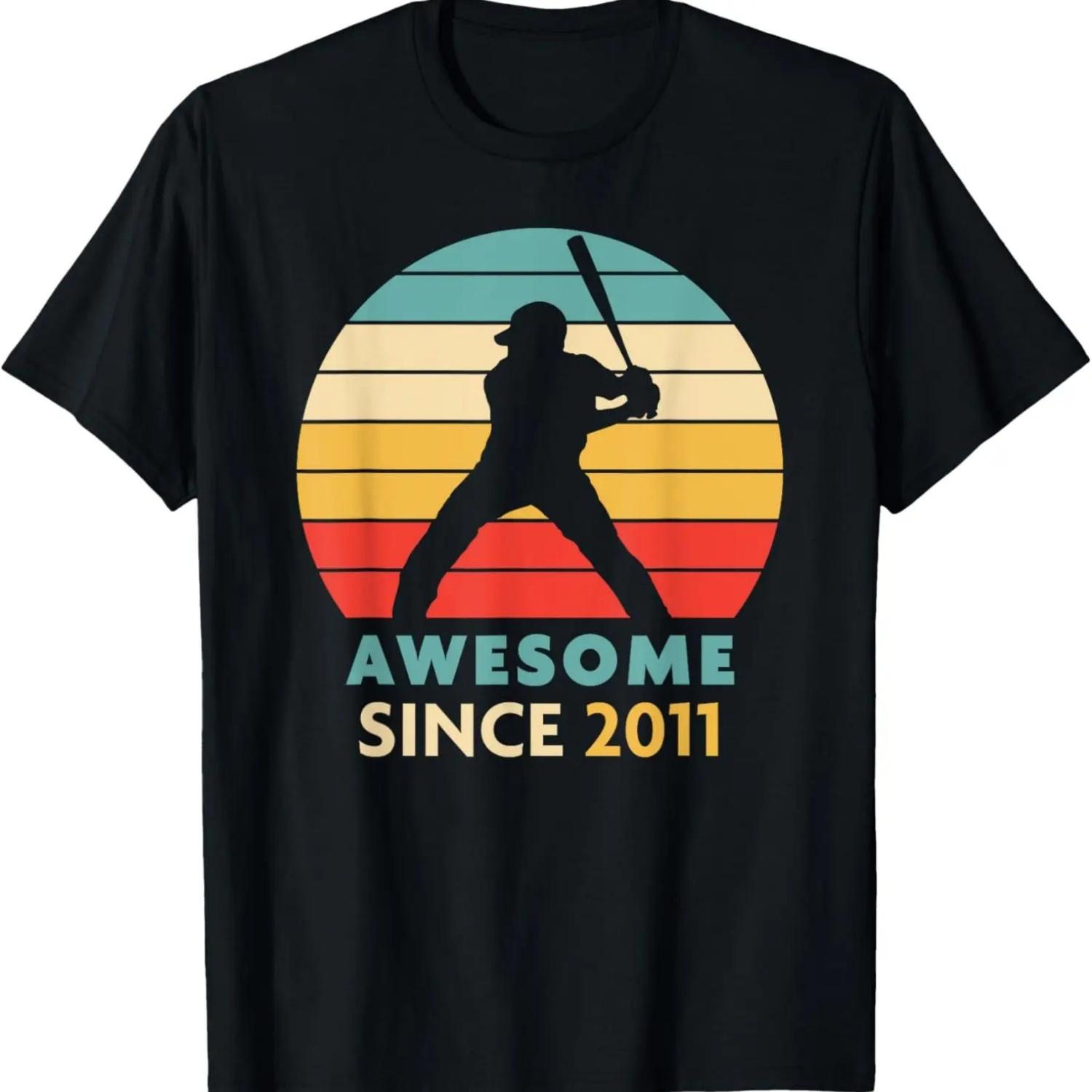 

12th Birthday Gift - Retro Baseball - Awesome Since 2011 T-Shirt S чёрный