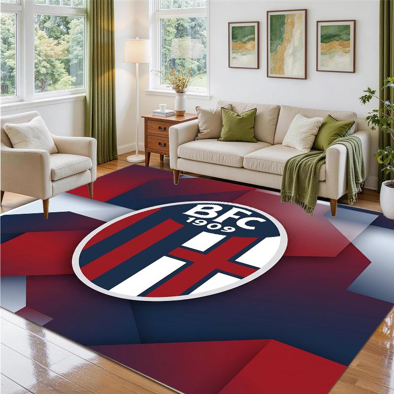 Bologna FC Design Crystal Velvet Rug Soft Decorative Mat for Bedroom Entrance