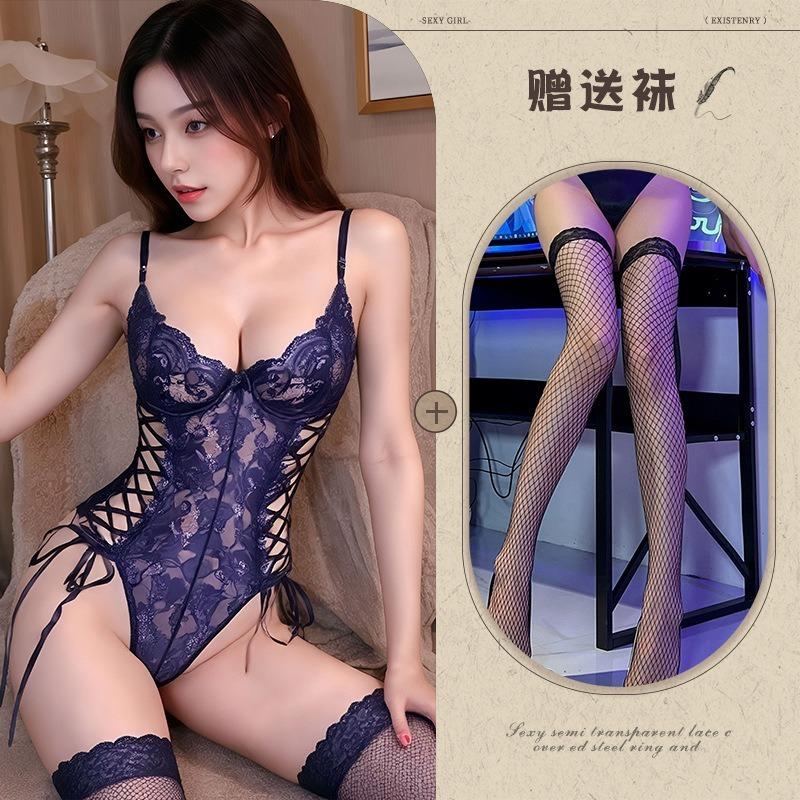 Sex Underwear Summer Lace One-piece Hollow Strap with Steel Ring Sling Shapewear Free