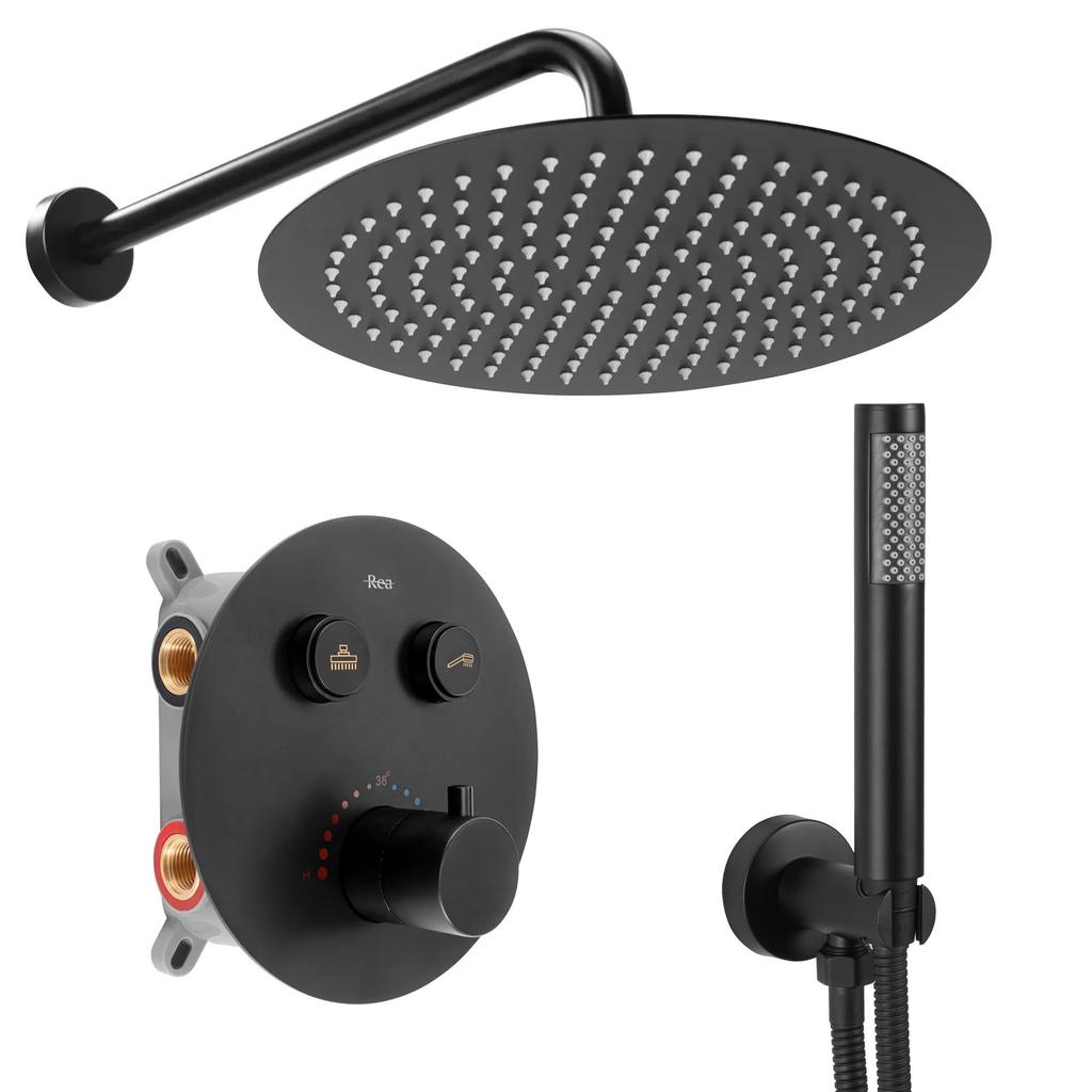 Zestaw natryskowy podtynkow lungo czarny termostat sku rea-p8549