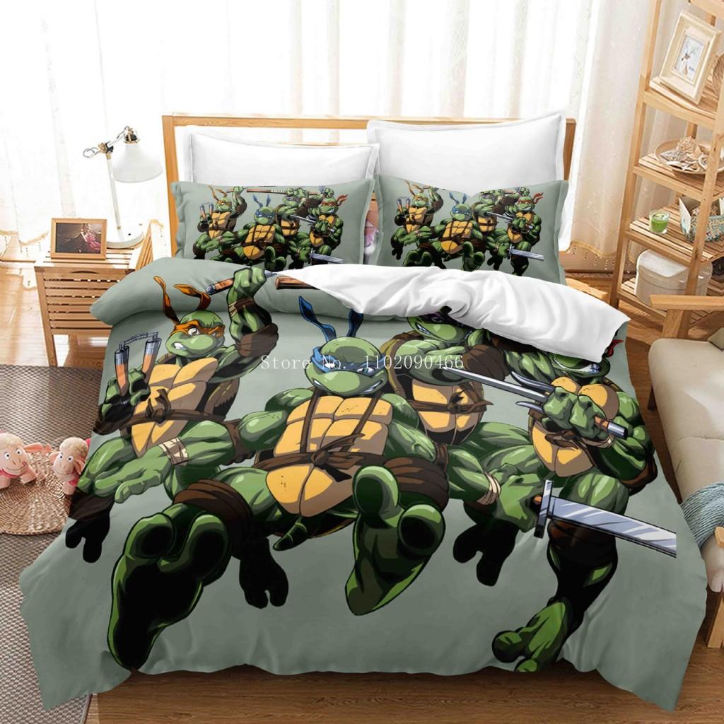 Teenage Mutant Ninja Turtles Bedding Set Quilt Cover Pillowcase Cartoon Anime Game Bed Bedroom Duvet Cover Beddings Suit Gifts