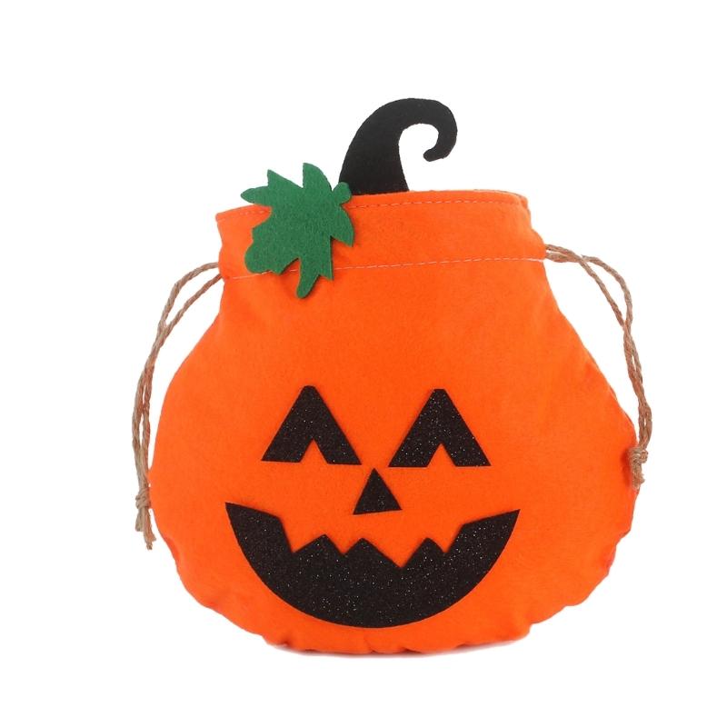 Pumpkin Shape Trick or Treats Bag Halloweens Candy Collector With Soft Handle for Holiday Accessory Storage Pouch