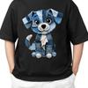 Dog Blue Pattern Puppy Lover Art T Shirt Classic Adult S 4xl