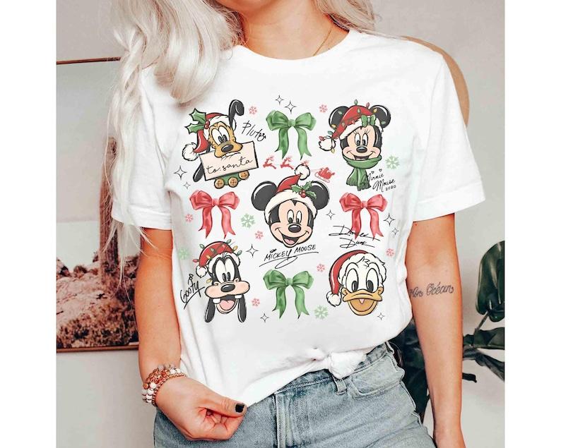 Comfort Color Christmas Coquette Bow Shirt Mickey Friends Holiday Tee Xmas Trip WDW Christmas Group Holiday Gifts S