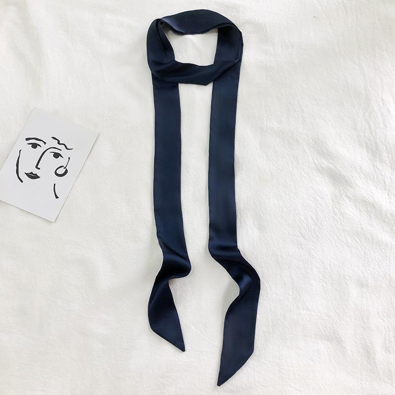 5x190cm Women Satin Silk Narrow Scarf Neckerchief Solid Color Neck Scarves Long Silk Scarf DIY Bag Ribbon Head Neck Hair Band