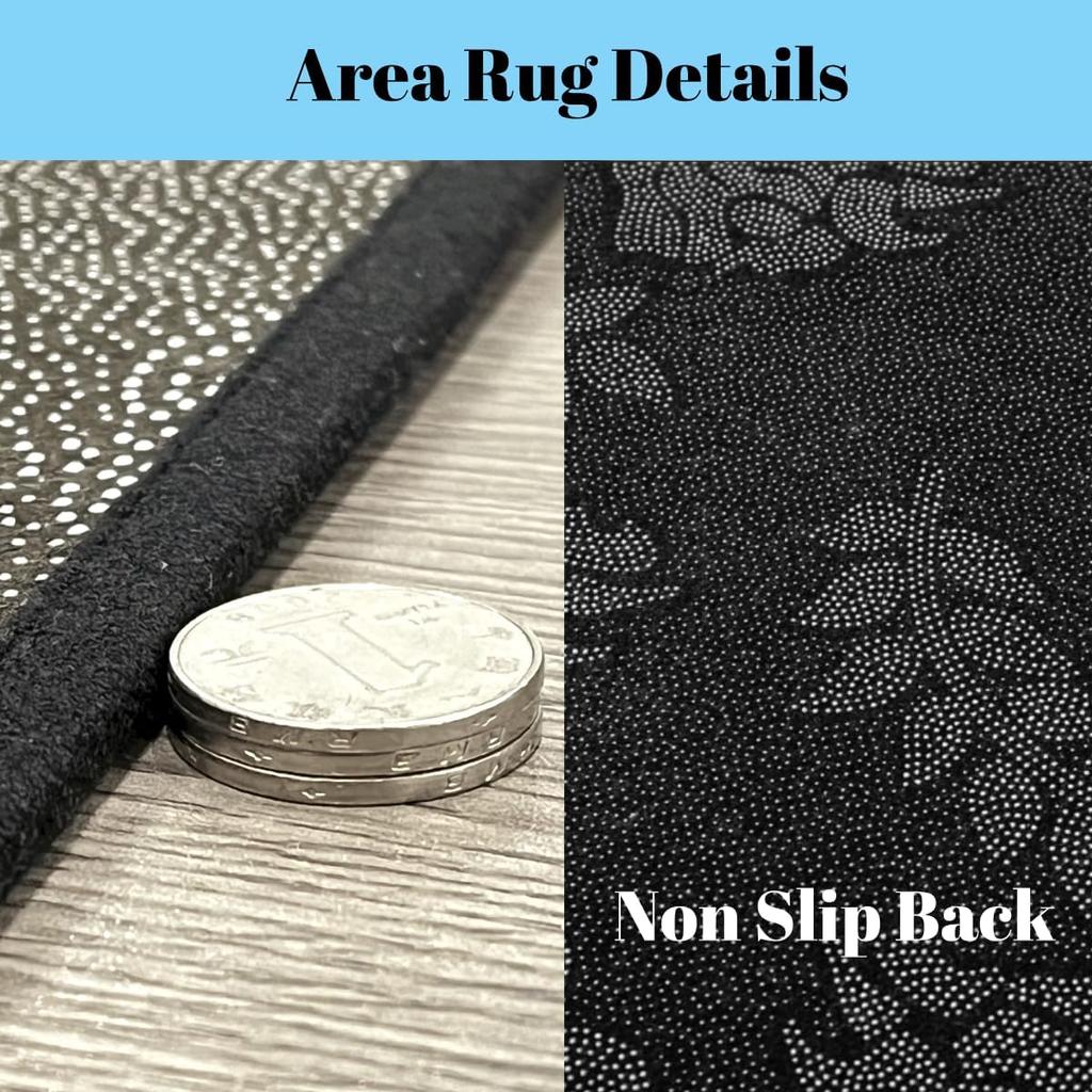 Erosebridal Moth Skull Moon Area Rug 4'11" X 3'3" Bohemian Stars Exotic Living Room Rugs Starry Sky Mysterious Decorative Carpet Black and W