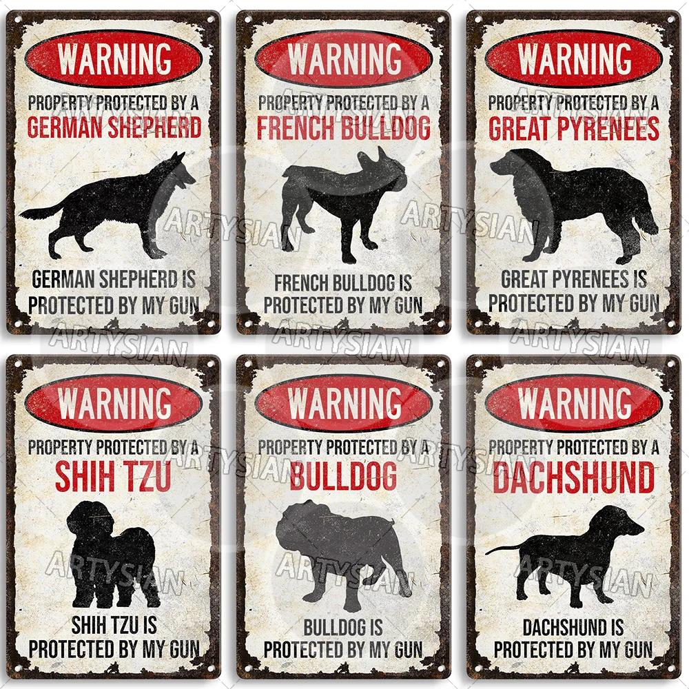 Beware Of Dog Warning Metal Sign German Shorthaired Pointer Aussie Dachshund Labrador Doxie Bulldog Dobermann Pyrenees Shiba Pug