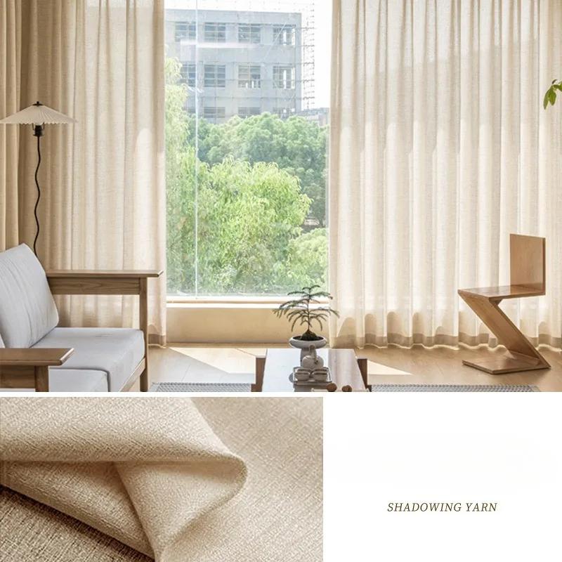 

1-панельная льняная занавеска для окна из японского конопляного материала, бревенчатый ветер, балкон, эркер, гостиная, спальня, занавеска из марли, украшение для дома W150cm x H250cm 1PC&couple бежевый