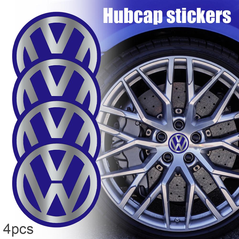 4Pcs Car Wheel Center Hub Cap Sticker Emblem Decal Decor For Volkswagen VW Golf 4 5 6 7 Jetta Polo Caddy GTI Bora Beetle Passat CWR1