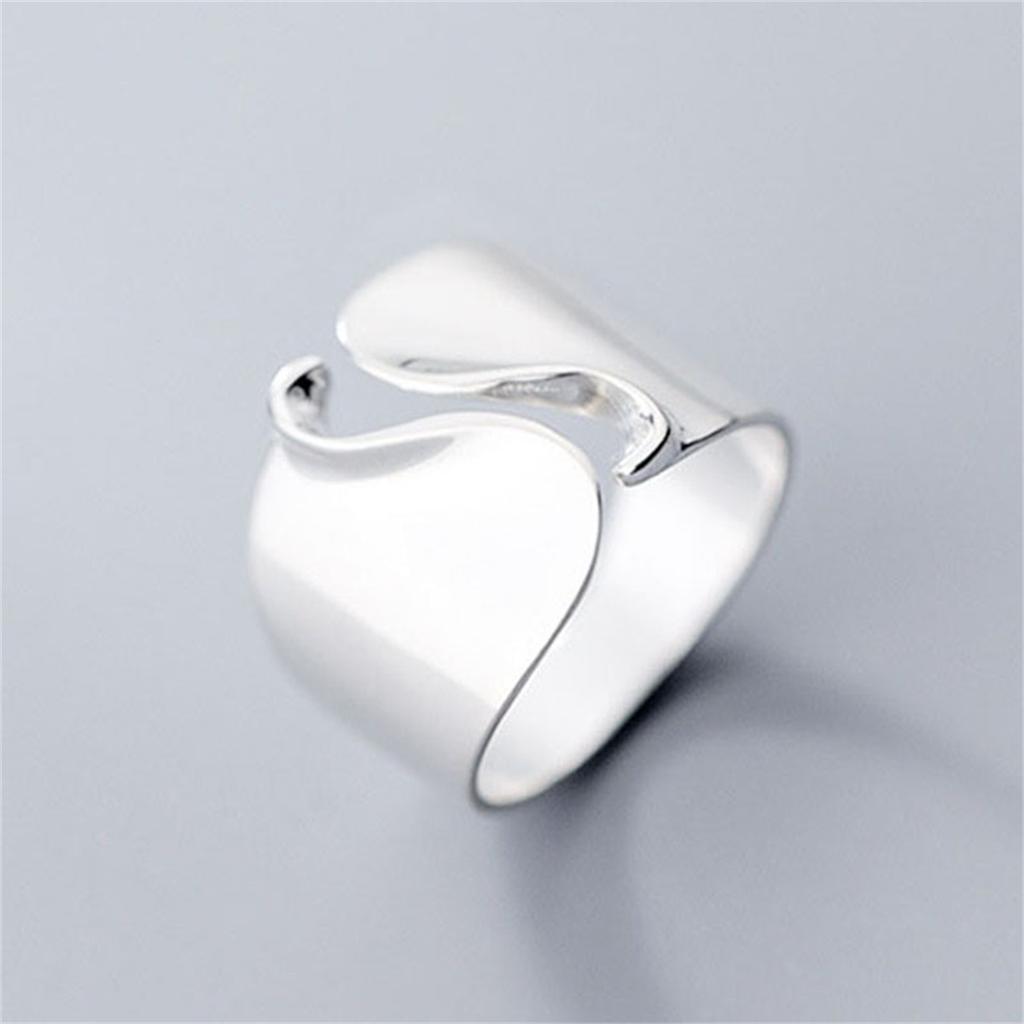 Punk Geometric Irregular Liquid Lava Waterdrop Shaped Open Rings For Women Vintage Silver Color Metal Rings Personality Jewelry