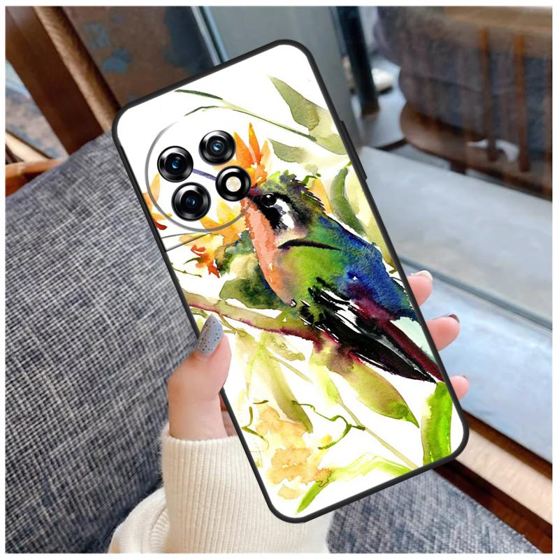 Hummingbird and Flowers Case For OnePlus 13T 8T 10T 9 10 Pro 15 13 12 11 13R 12R Nord CE 5 2 3 4 Lite N20 N30 Coque