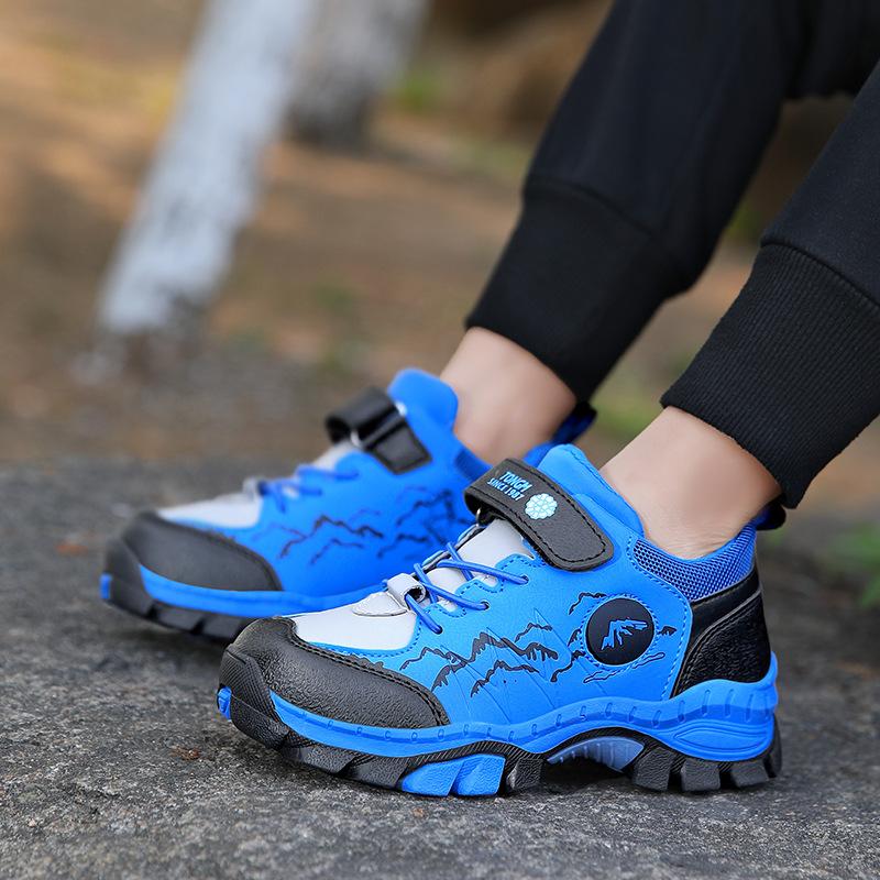 113 Children's Mountaineering Shoes Autumn and Winter Low-top Leather Sneakers Hiking Off-road Shoes Boys Elementary School Students Middle Sch