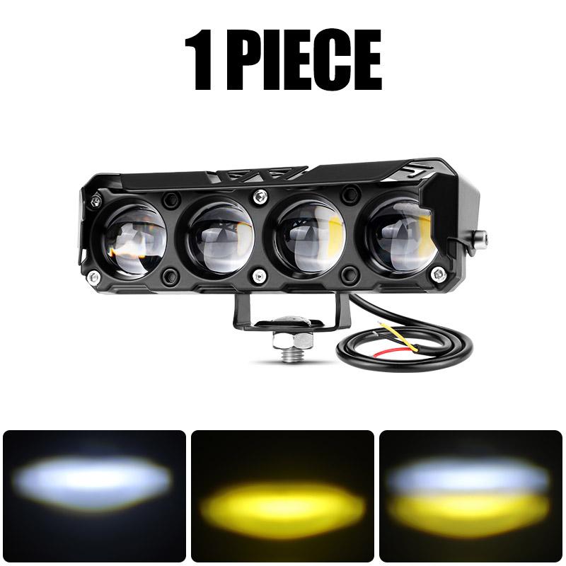 Mini Driving Light Motorycle Led Light Headlight Hi/Lo Beam White+Yellow Spotlight Fog Lamp for Car Trucks SUV UTV 12V 24V