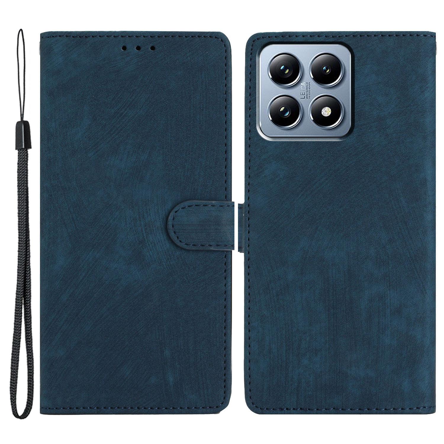 

For Xiaomi 14T Pro Case with Card Clots Skin-Touch PU Leather Phone Cover Stand Blue