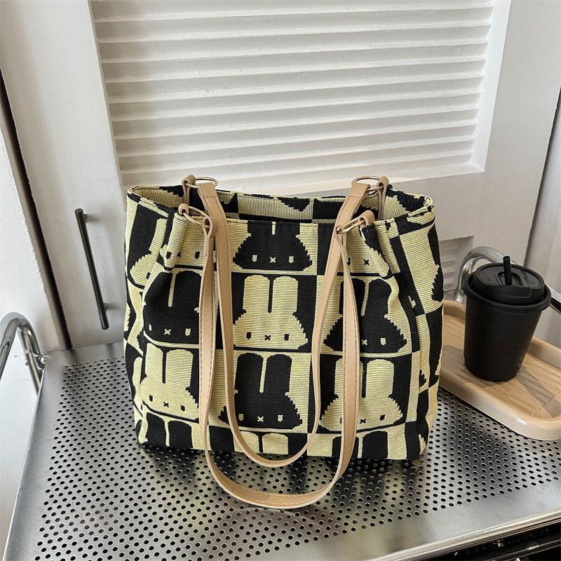 Urban Chic Canvas Tote Bag For Women With Large Capacity And Cartoon Print Design