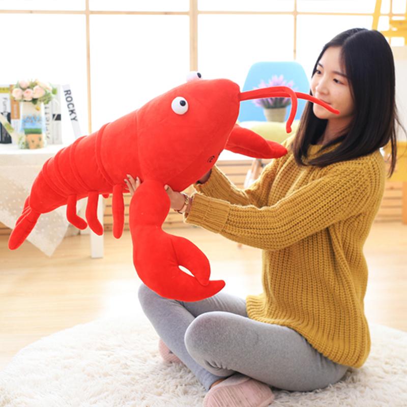30-80cm Lebensechte Garnelen Plüschtiere Rote & Orange Hummer Puppe Simulierte Flusskrebs Stofftier Kissen Geburtstagsgeschenke Sofa Dekoration Kissen