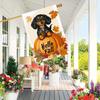 Charming Sausage Dog & Pumpkin Double-Sided Garden Flag , Durable Polyester, Perfect for Outdoor Decor