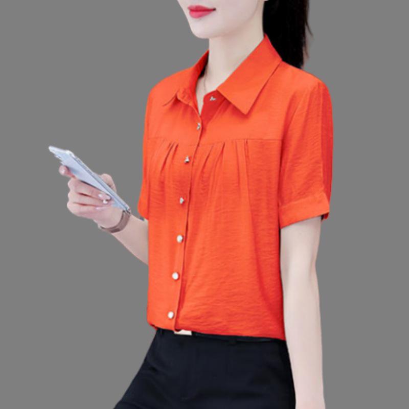 Stylish Women's Short-Sleeve Tummy-Concealing Summer Shirt - Casual Loose Fit