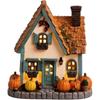 J1UL1N Lighted Fall Village House Decor, Resin Halloween Pumpkin Cottage Figurine With LED,For Mantel Shelf Autumn Home Decor