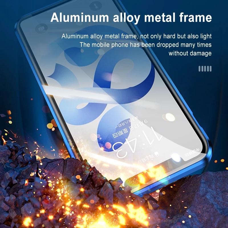 Privacy Double Sided Glass Cover for iPhone 17 16 15 14 13 12 11 Pro Max for iPhone X XR XS Max SE2020 Metal Magnetic Case