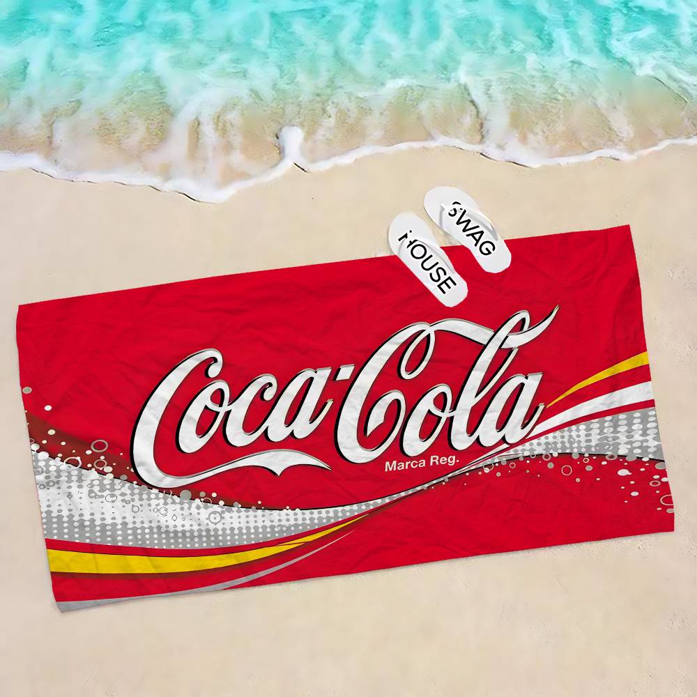 C-Cocas C-cola Logo Vintage Asciugamano da Spiaggia Stampato in Microfibra Alpinismo Yoga Spiaggia Nuoto Corsa Asciugamano Morbido Assorbente