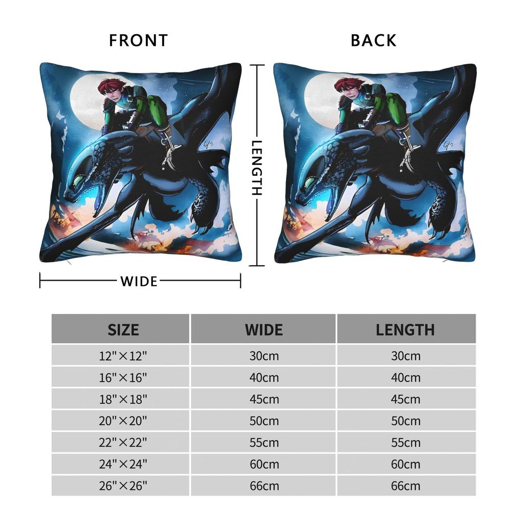 Hiccup e Sdentato Potenza di Fuoco HTTYD Federe Quadrate Copricuscino Divertenti Poliestere Decorativo per Casa 45x45cm