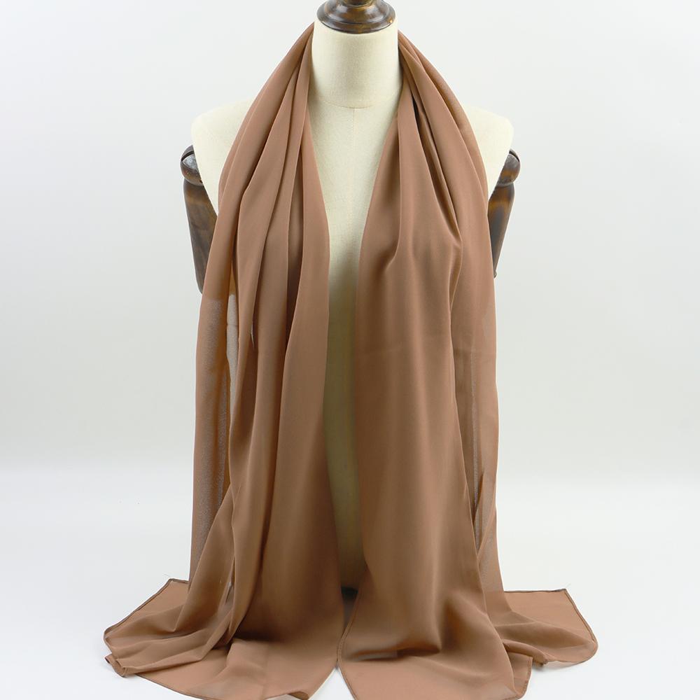 Fashion Pearl Chiffon Hijab Shawls Of Muslim Women Solid Color Head Wraps Scarf For Ladies