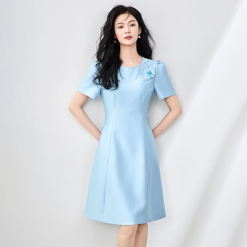 

Элегантное вечернее платье с цветочным узором, инкрустированное бриллиантами, в стиле легкой роскоши для женщин Large синий