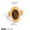 Yori Stainless Steel Tiger's Eye Double-Layer Opening Ring 18K Gold Color PVD Plated Charm Finger Fashion Jewelry Wholesale