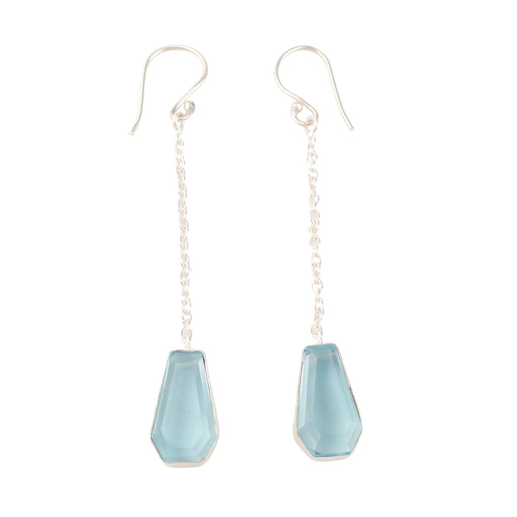 Orecchini da donna fatti a mano in argento sterling 925 con gemma di topazio azzurro cielo, 3,0" EE-135-6