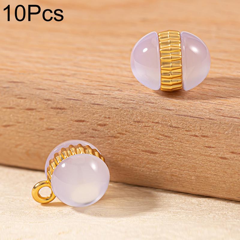 10Pcs Alloy National Style Auxiliary Materials Fashion Colorful Buttons Chinese Style Ellipse Resin Bead