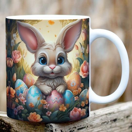 3D Happy Easter Rabbit Egg Egg Ceramic Coffee Mug Tea Cup