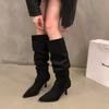 2024 Winter Street Style Round Toe Knee-High Women Boots Punk Thin High Heels Shoes Female Long Booties Zapatos De Mujer