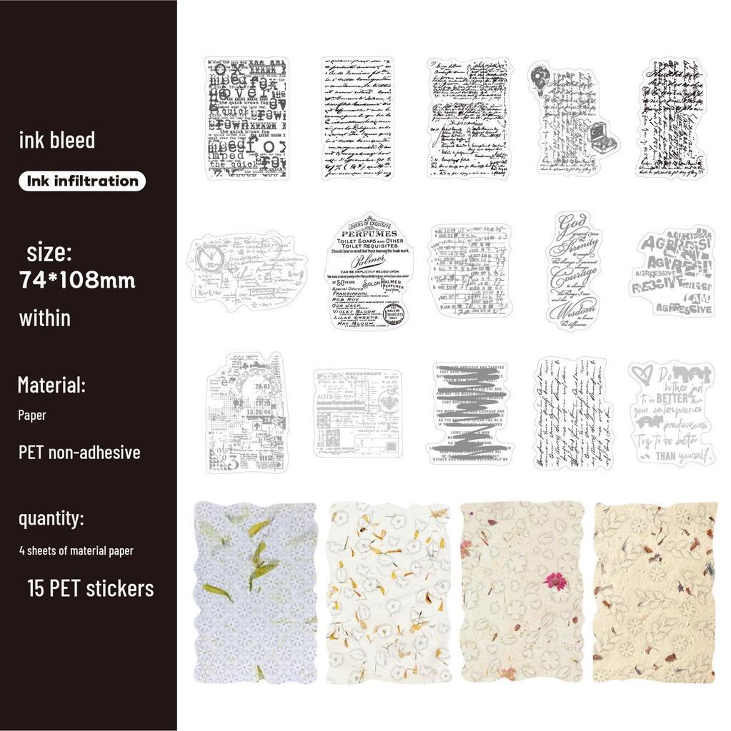 Vintage Nostalgic Embossed Story Paper Stickers (19 Sheets)