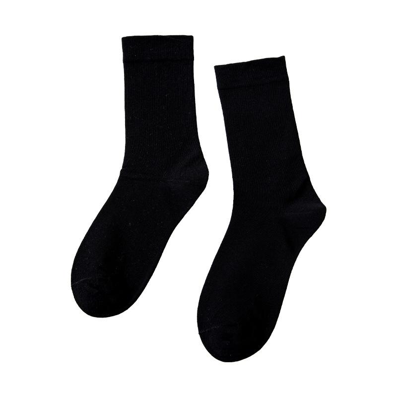 5 Pairs Socks Women's Mid-calf Socks Autumn and Winter Solid Colour Cotton Thickened White Thigh-high Stacked Socks Morandi Bone-less Monthly Socks