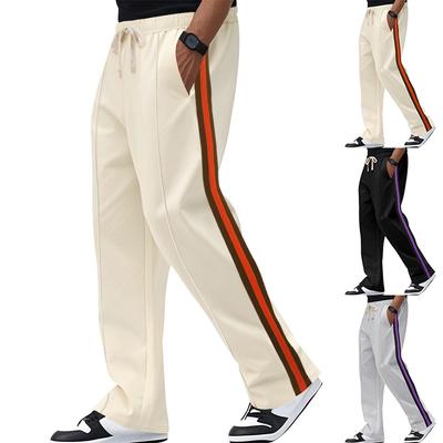 Autumn and Winter New High-street Trend Hip-hop Men's Jacquard Colour Collision Striped Sports Flare Casual Sweatpants