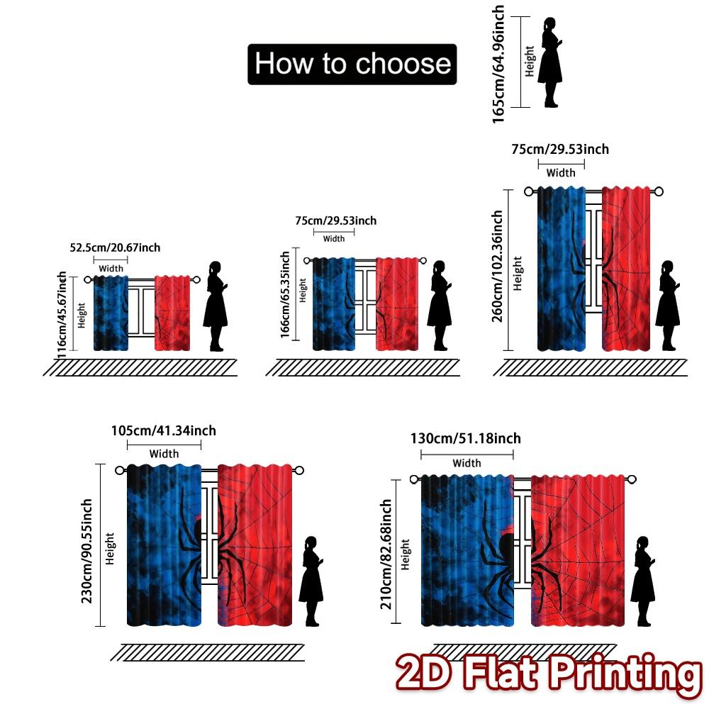 2D Flat Printing,JIT 2pcs, Curtains (Without Rod) DualWeb Arachne Chic Minimalist Curtains Versatile 100% Polyester Curtains