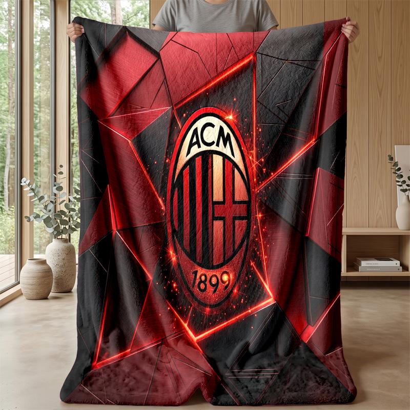 AC Mailand Thema Decke Weiche Flanelldecke Plüsch Überwurfdecke Gemütliche Sofa Bettdecke für Heimdekoration