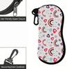Boho Rainbow Heart Pattern Soft Sunglasses Case, Lightweight Portable Fabric Eyewear Pouch, Protective Glasses Bag for Travel Daily Use