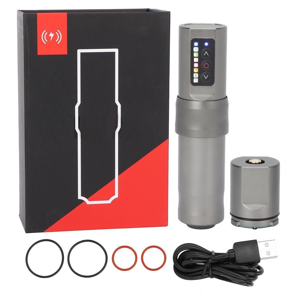 Cordless Tattoo Machine Pen Space Aluminum RCA Interface Replace Head Rotary Tattoo Machine Silver
