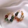 Retro Colorful Natural Stone Beaded Earrings: 2023 Chinese Style Light Luxury, High-End, Simple Studs.