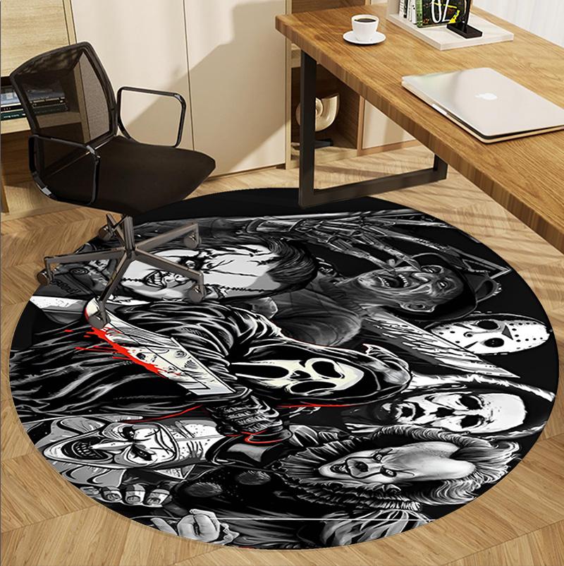 horror movie Pattern Round Rug, Indoor/Outdoor Mat, for Picnic, Gameroom, Bedroom, Office, Living Room, Home Decor Carpet, Birthday Gift
