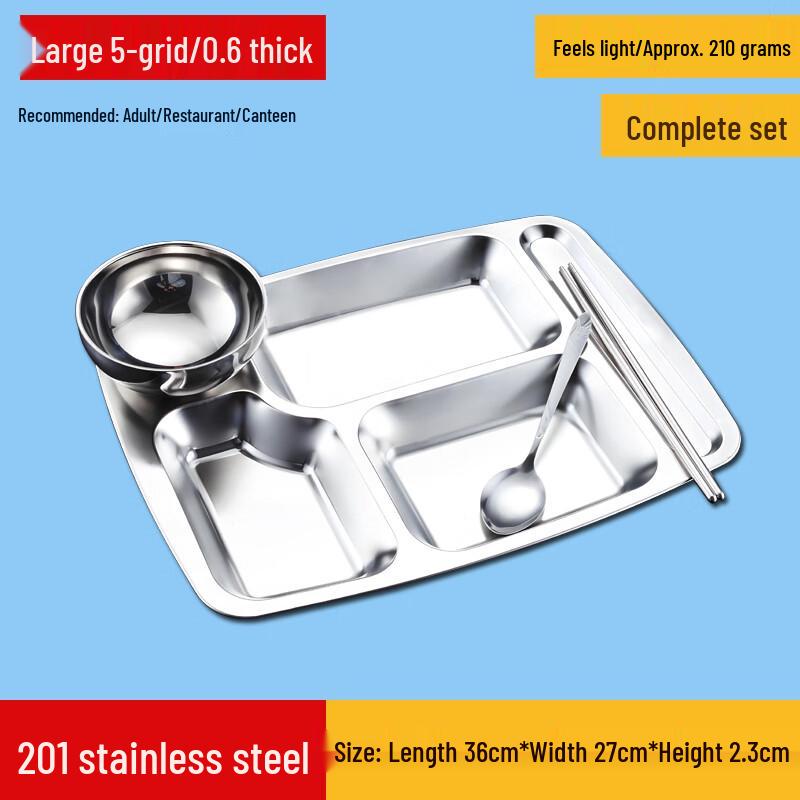 304 Stainless Steel Divided Lunch Plate Set